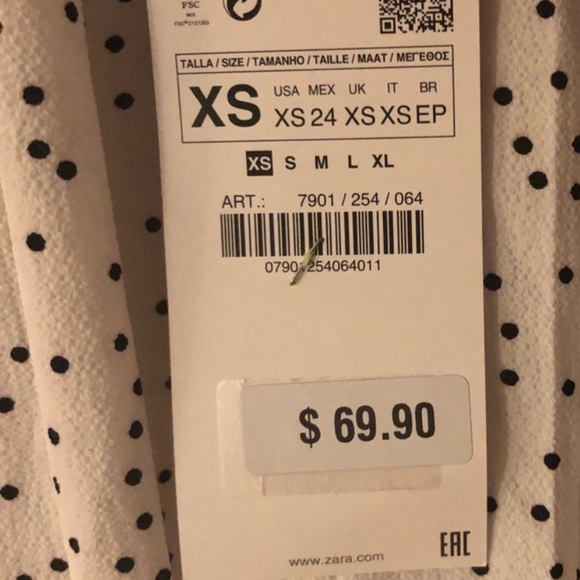 ❤️NWT ZARA POLKA DOT DRESS WITH CONTRASTING BELT - Picture 9 of 9